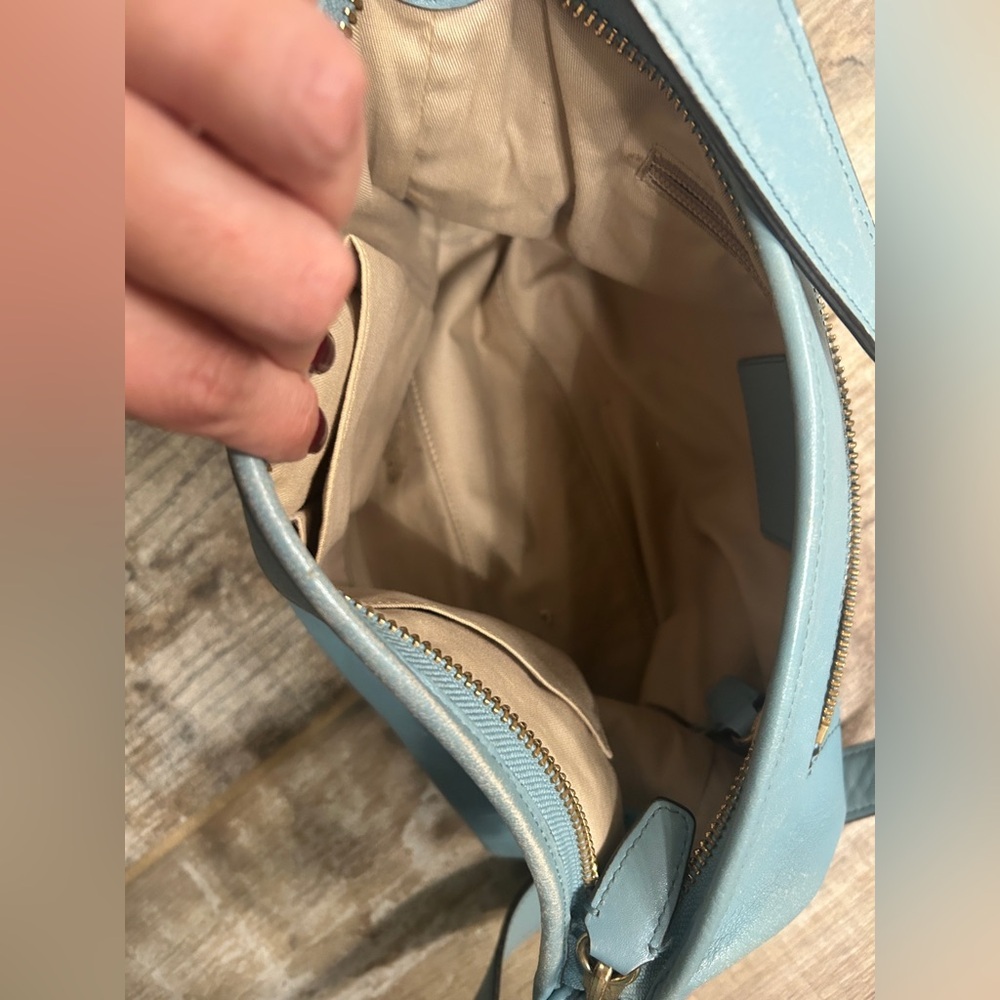 Coach Slate Blue Leather Crossbody Bag- See Pics - Picture 4 of 12